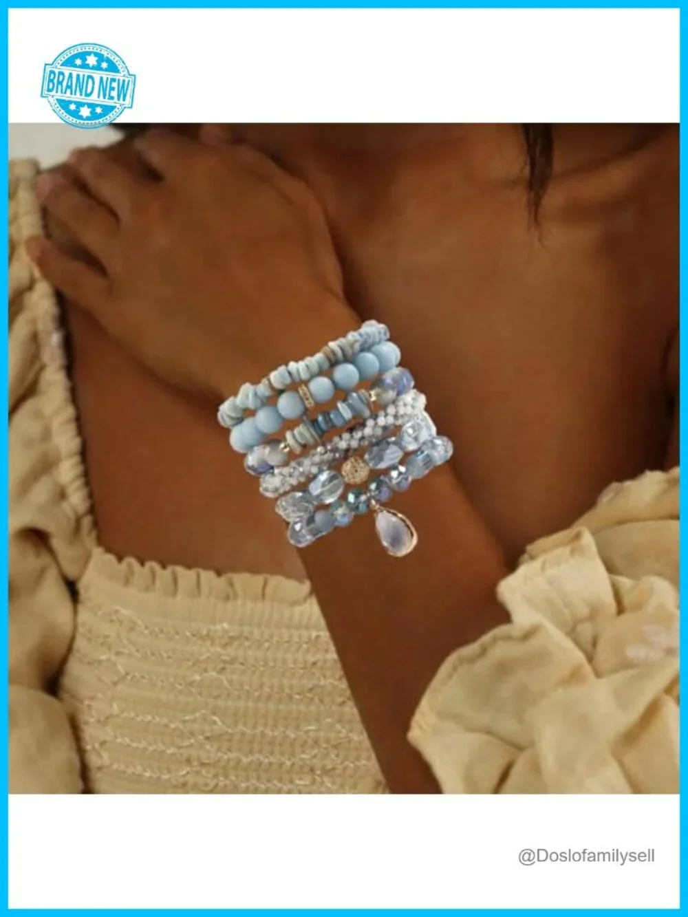 Multilayer Natural Stone Beaded Bracelets Bangle Set Handmade Stretch Boho